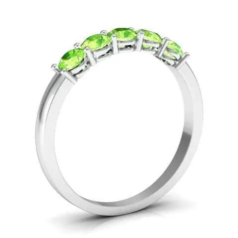 0.50cttw Shared Prong Peridot Five Stone Band