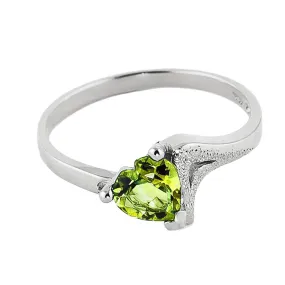 0.6 Carat 14K Solid White Gold Ring Natural Peridot