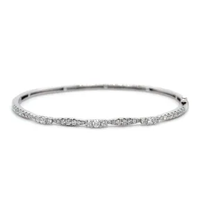 14K White Gold Diamond Bangle