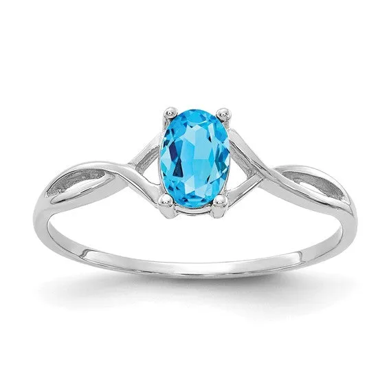 14k White Gold Genuine Oval Birthstone Rings