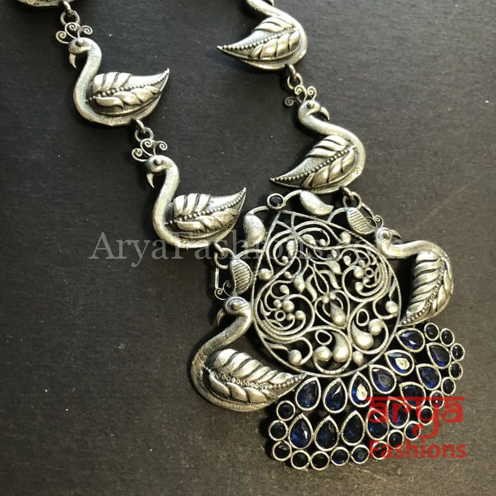 Aarushi Silver Pendant Necklace/ Amrapali Silver Oxidized Tribal Necklace