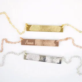 Actual Fingerprint Bar Necklace in 14K Gold-Filled, Rose Gold or Sterling Silver