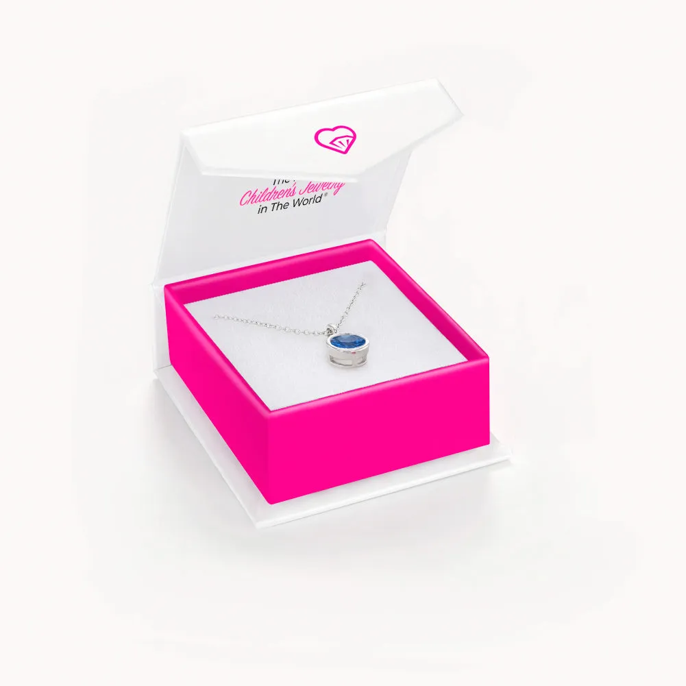 Birthstone Cubic Zirconia Pendant 9mm Kids / Children's / Girls Pendant/Necklace - Sterling Silver