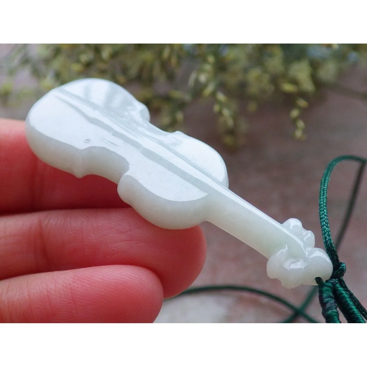 Certified Green Burma Natural A Jade Jadeite Pendant Guitar Necklace