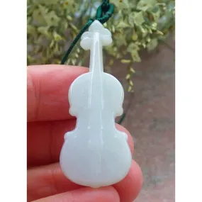 Certified Green Burma Natural A Jade Jadeite Pendant Guitar Necklace