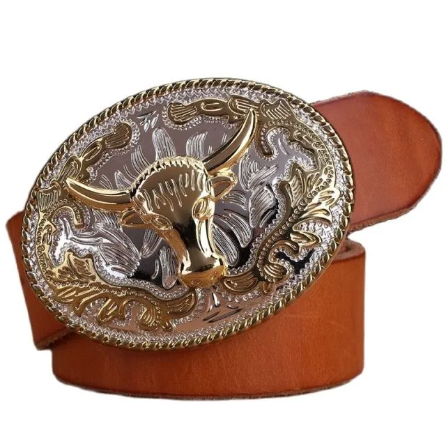 gold eagle big buckle full grain real leather 100% genuine leather hawk mens belts luxury high quality camel brown cowboys women