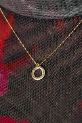 Gold Pavé Hoop Pendant Necklace