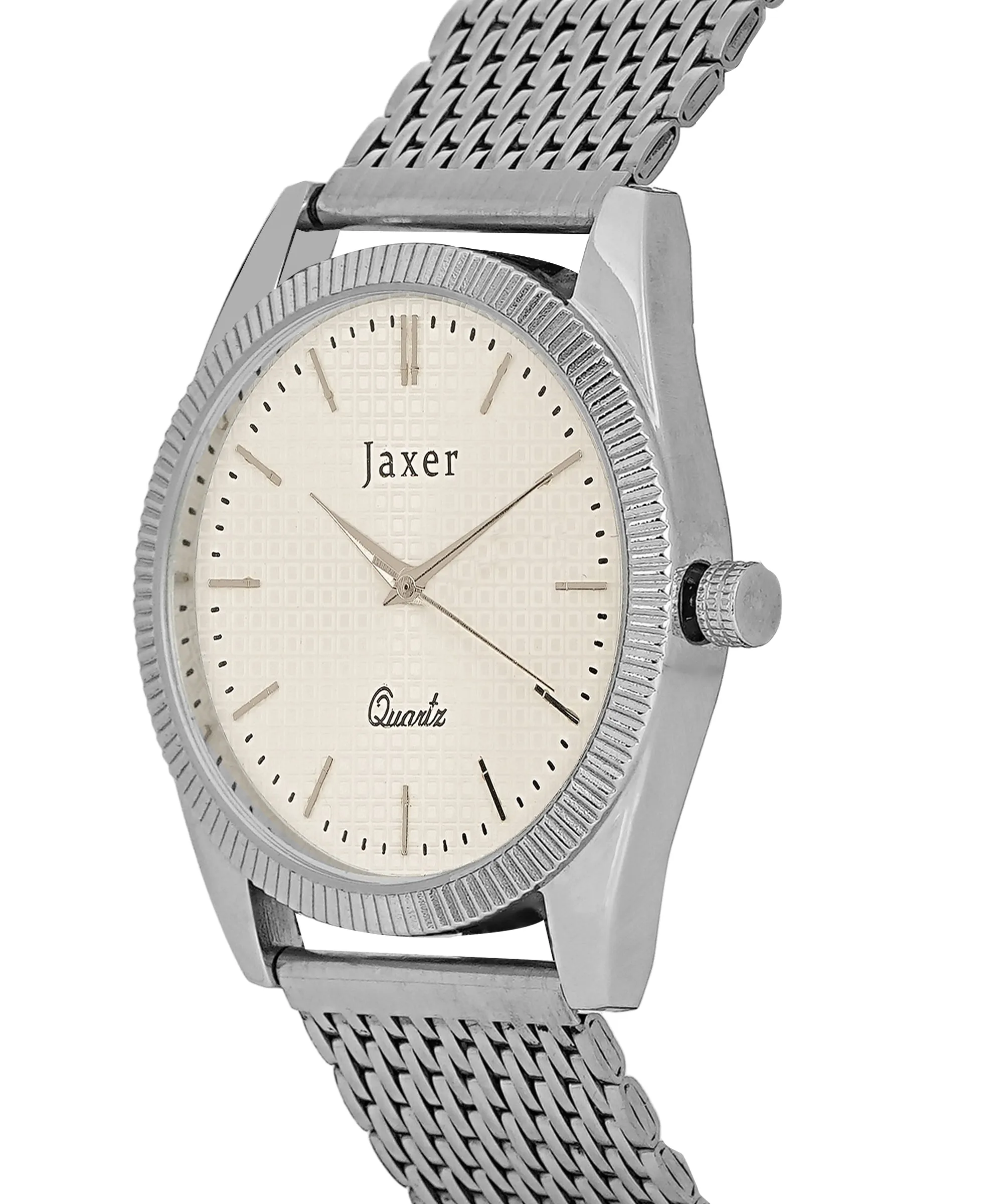 Jaxer Beige Dial Steel Chain Analog Wrist Watch for Men - JXRM2195