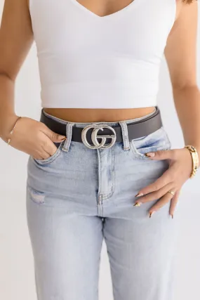 Kendra Logo Buckle Belt Black