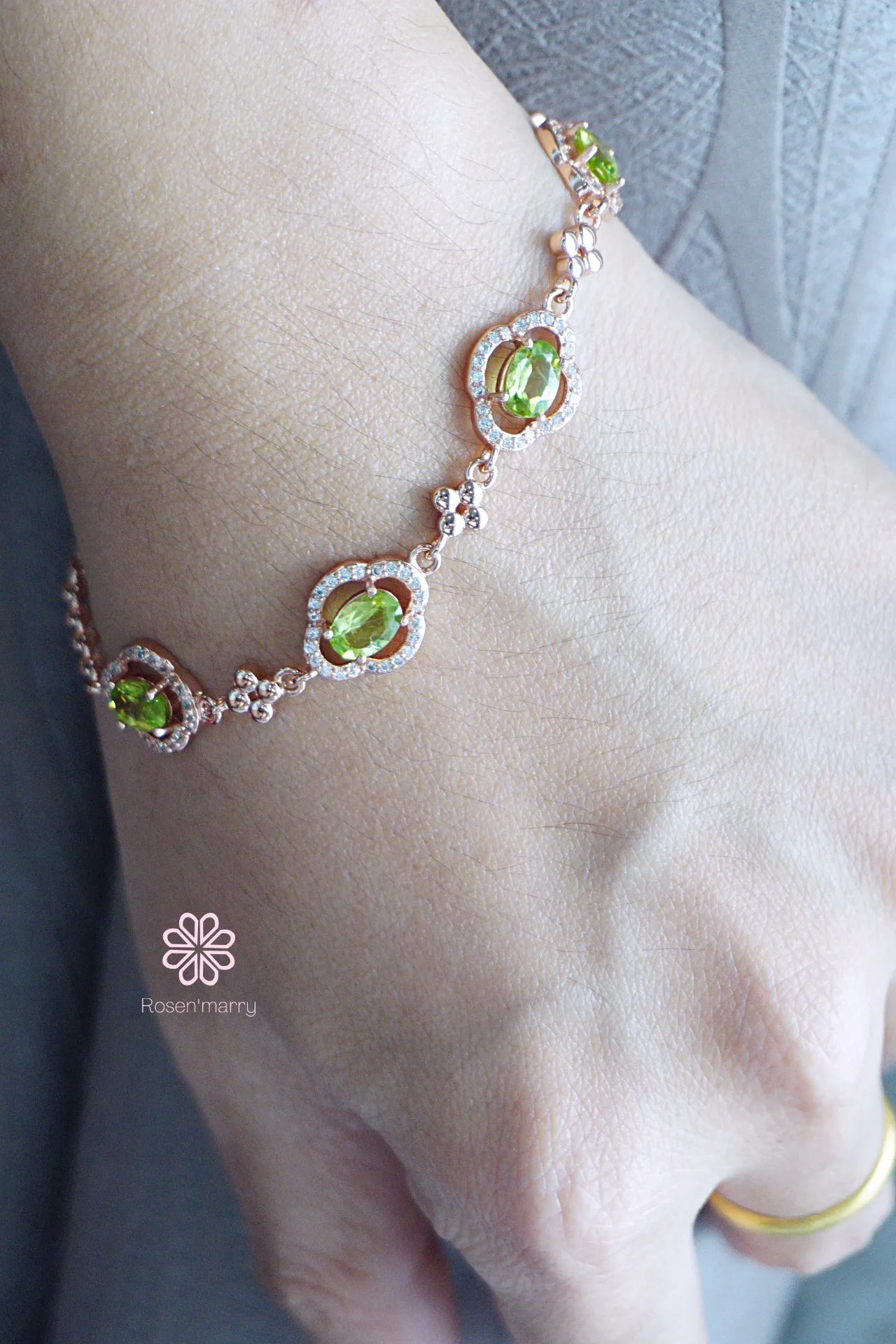 Natural Peridot Bracelet Sterling Silver925.