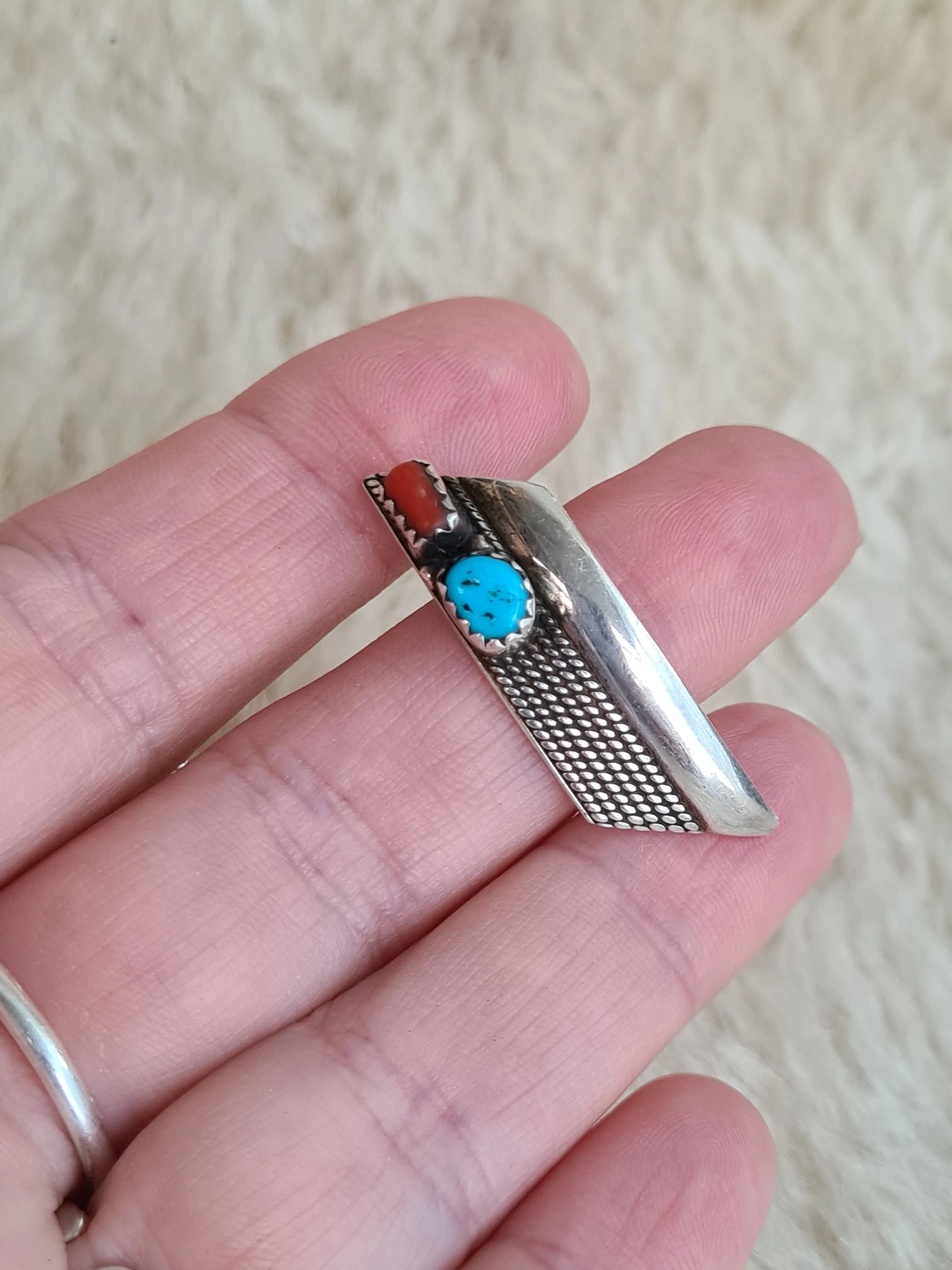 Navajo Sterling Silver Turquoise & Coral earrings