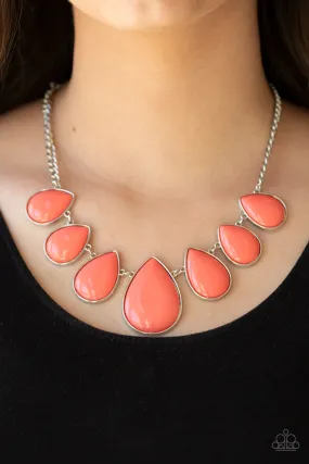 Open Door Jewelry - Drop Zone - Orange Necklace - Paparazzi Accessories