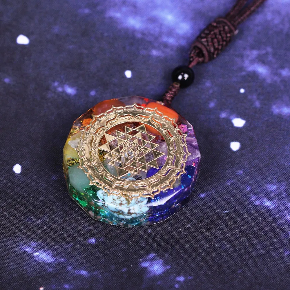 Orgonite Pendant Sri Yantra Necklace Sacred Geometry