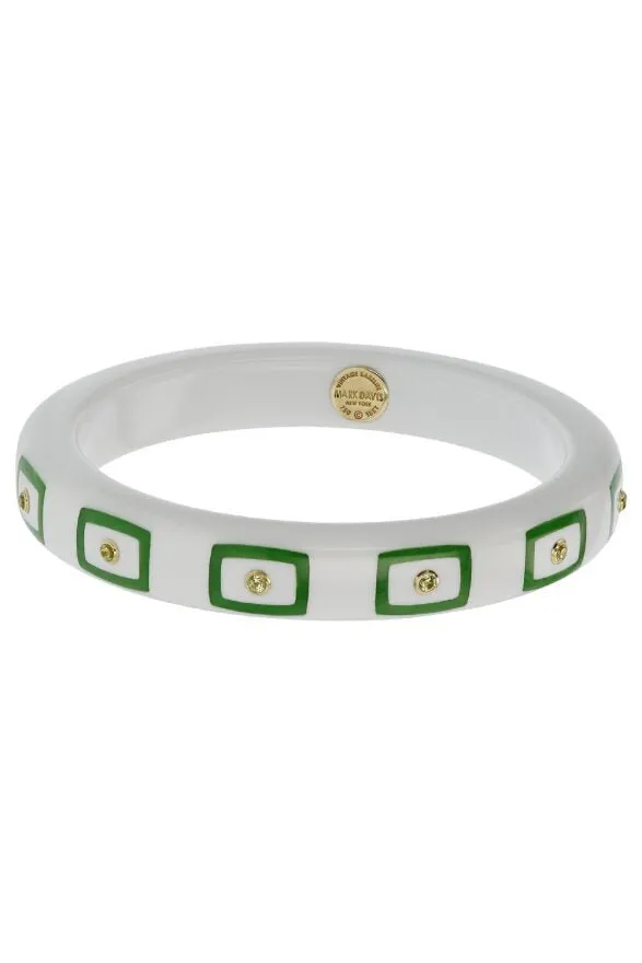 Peridot White Green Bakelite Bangle