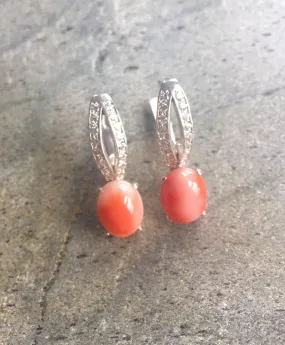 Pink Coral Earrings - Natural Coral Earrings - Long Vintage Earrings