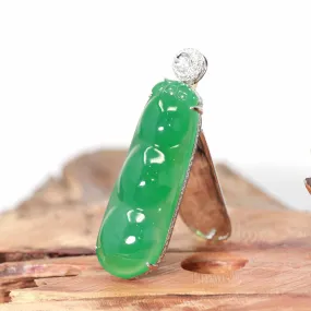 "Lucky Green Pea" High End Imperial Jadeite Baikalla Jewelry Signature Pendant