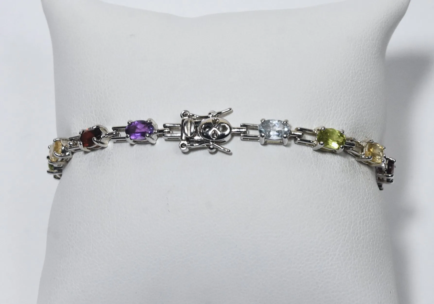 Ross-Simons - Sterling Silver Multi Gemstone Multicolor Link Bracelet
