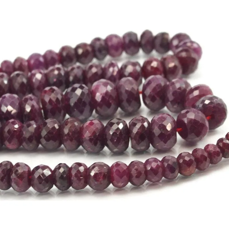 Ruby Faceted Rondelle Graduated Strand