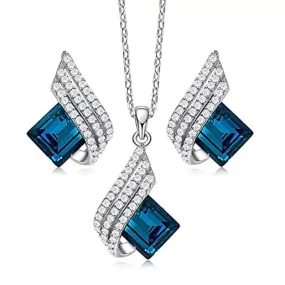 Sapphire and Rhinestone Necklace Set