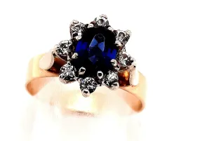 Sapphire and Spinel Yellow and White Gold Ring