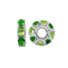 Silver  Peridot & Chrome Diopside Wheel Charm S349MUL3