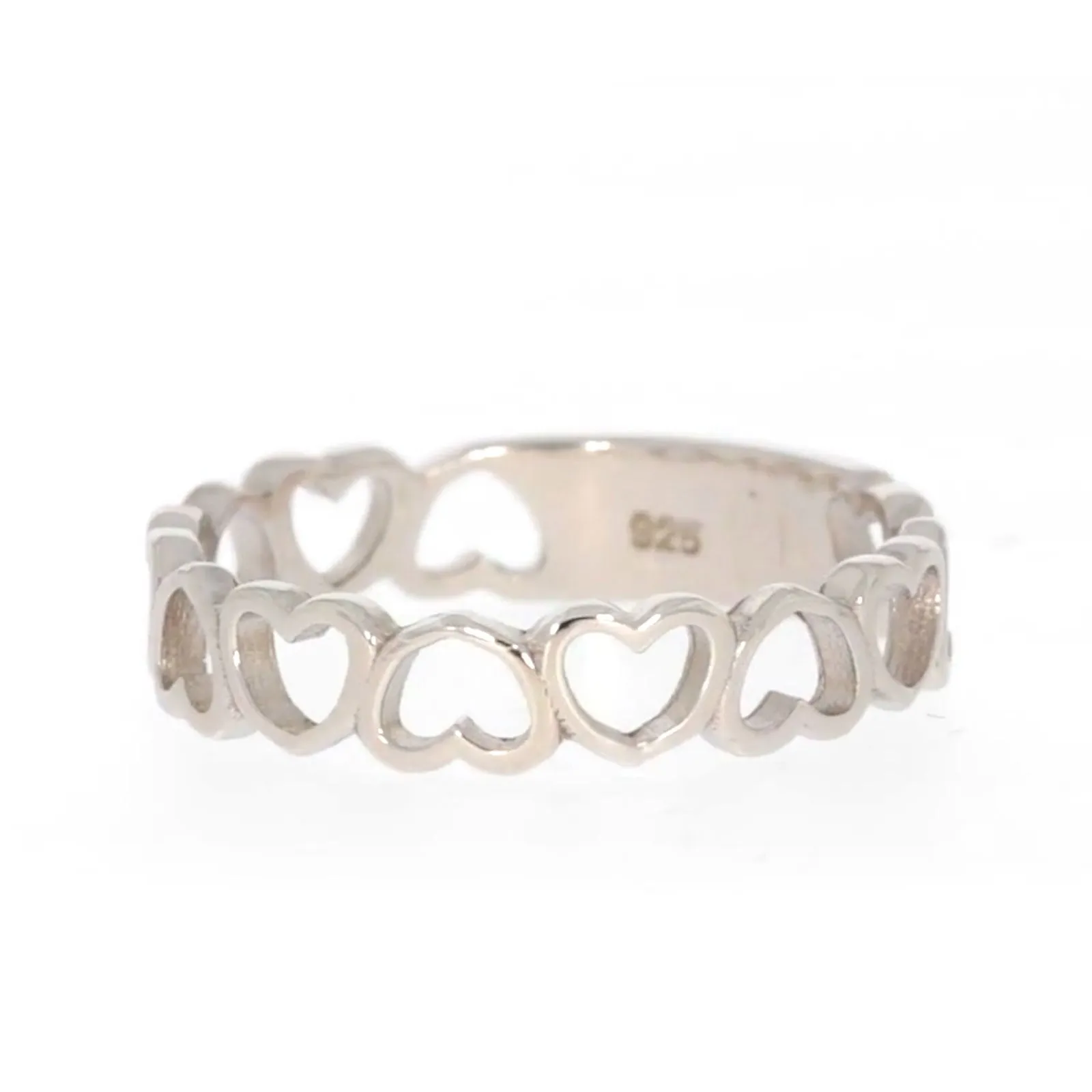 Sterling Silver Linked Hearts Ring
