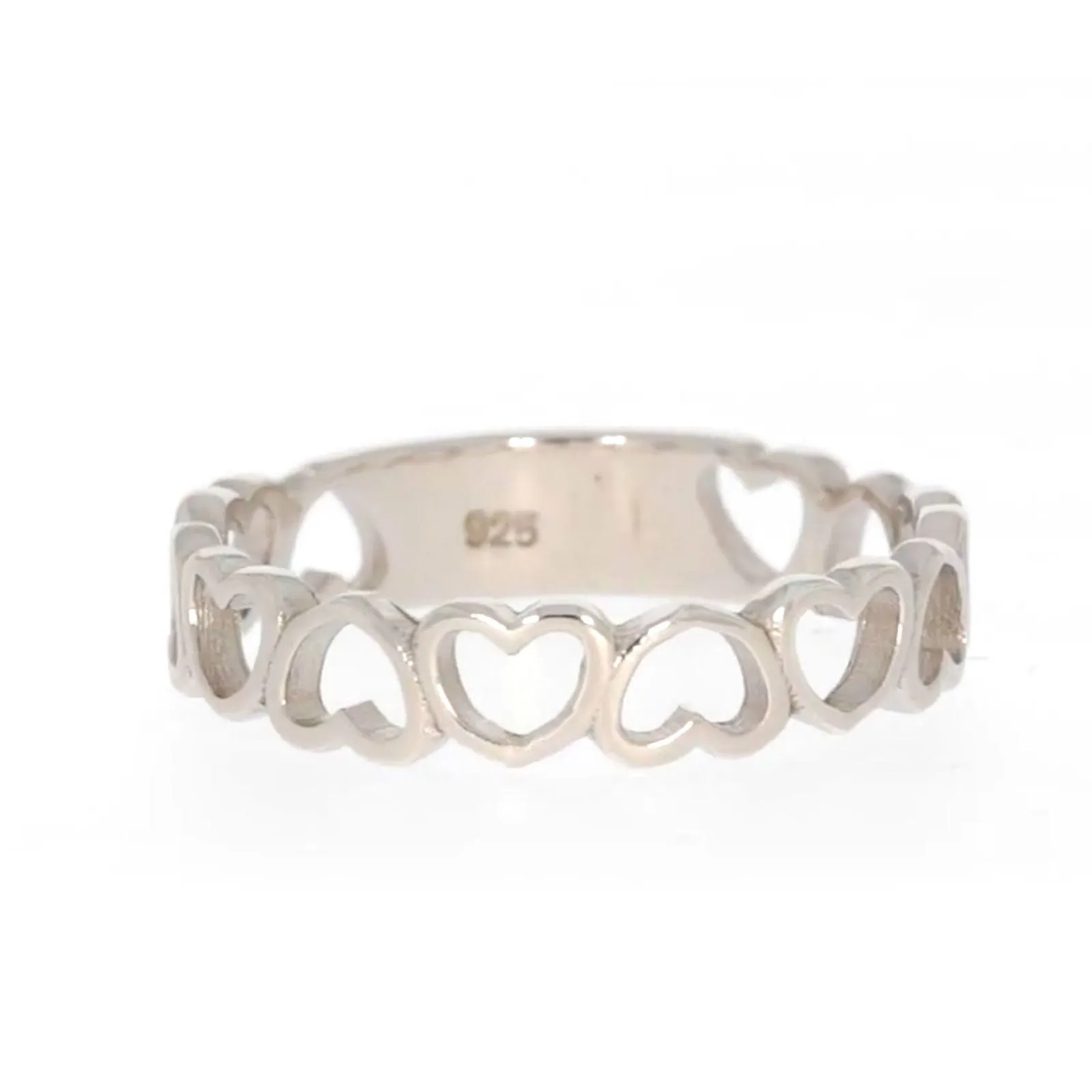 Sterling Silver Linked Hearts Ring