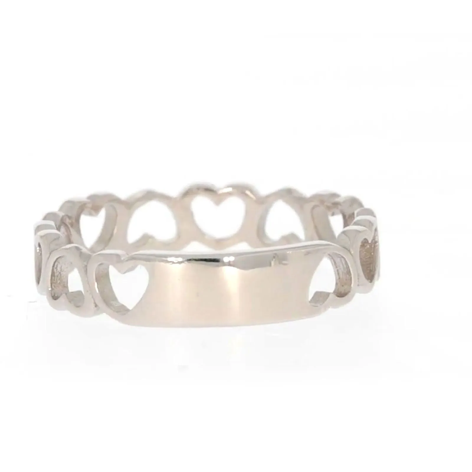 Sterling Silver Linked Hearts Ring