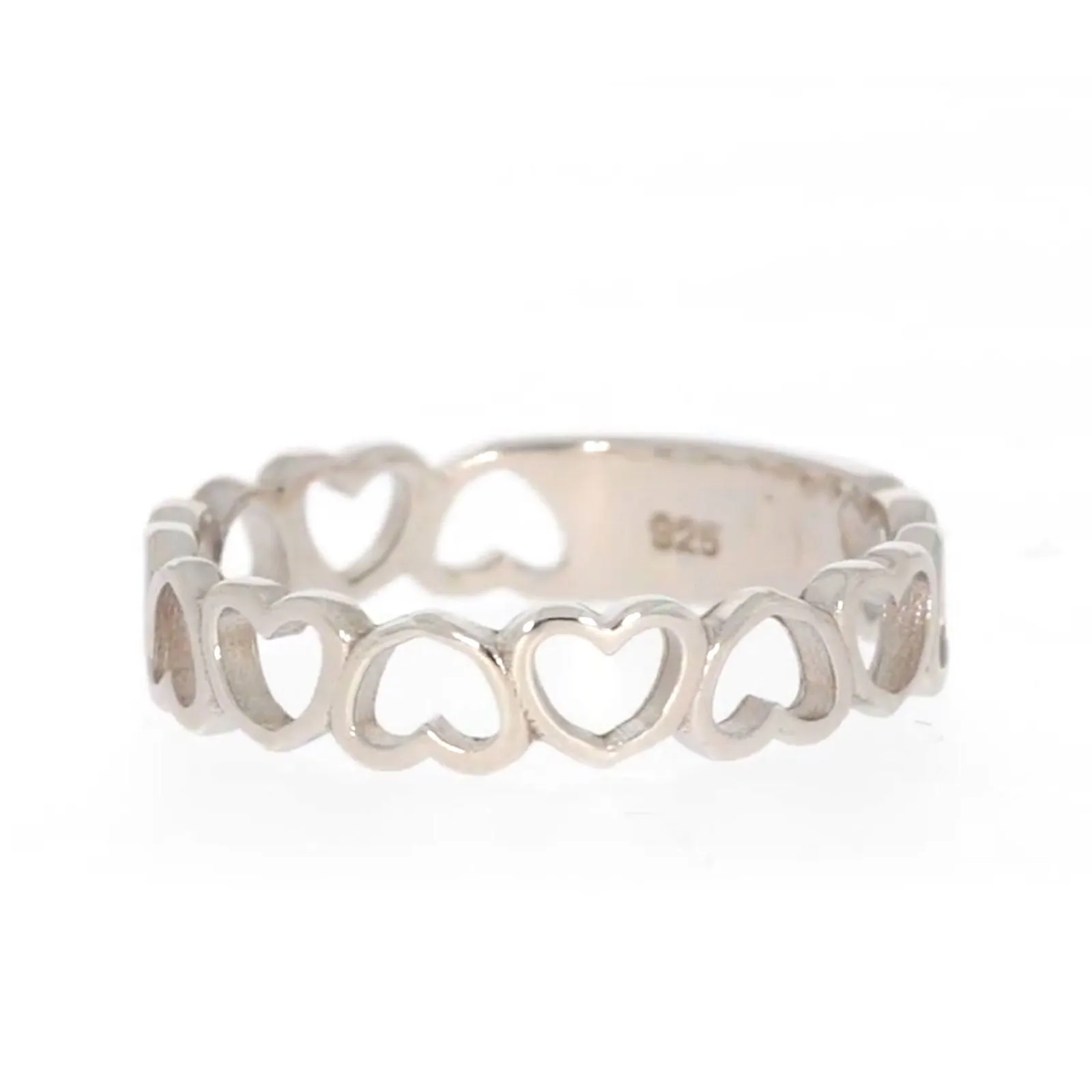 Sterling Silver Linked Hearts Ring