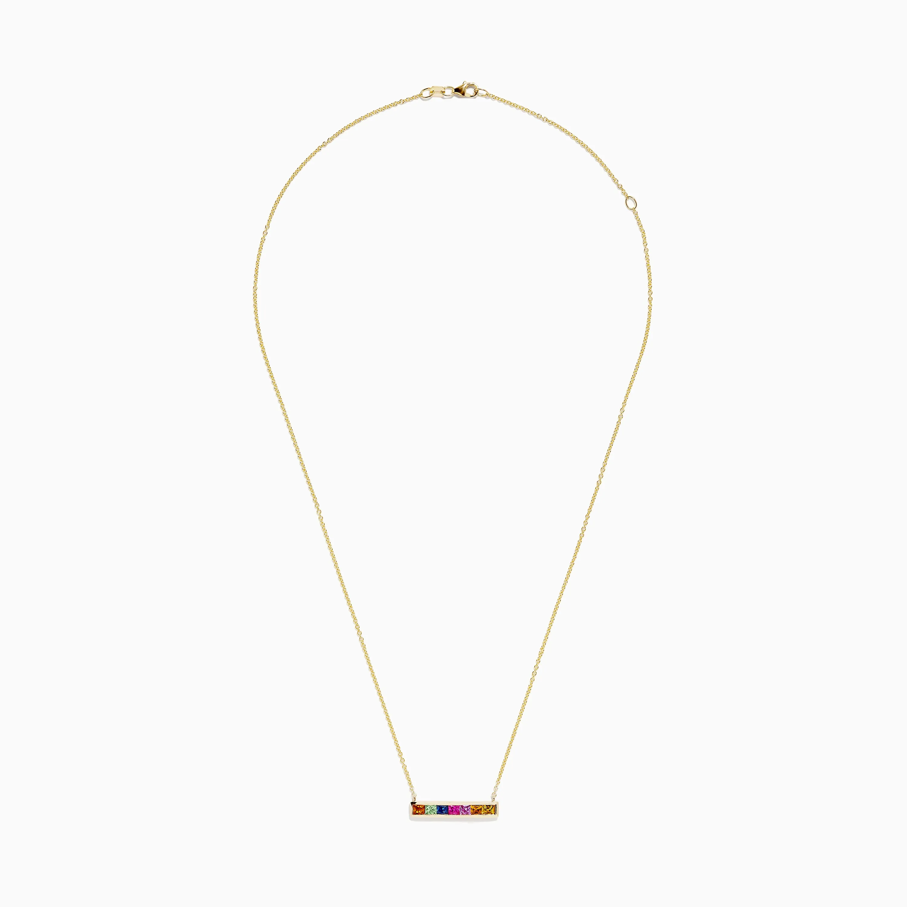 Watercolors 14K Yellow Gold Multi Sapphire Bar Necklace