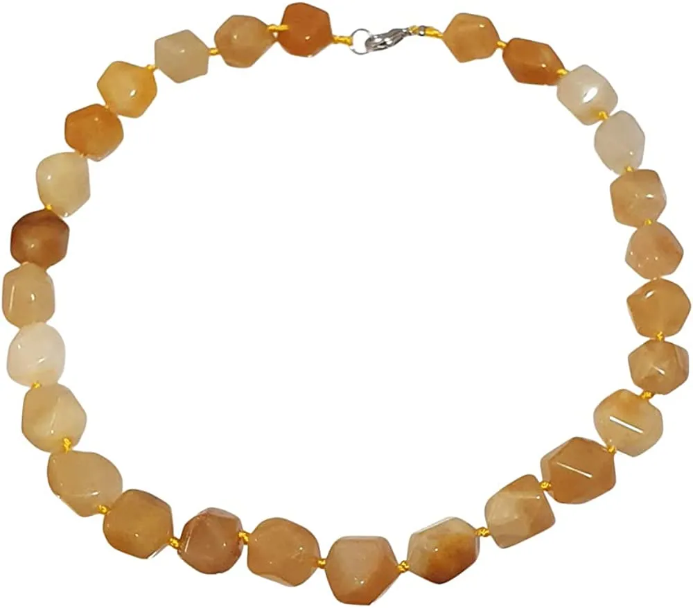 Women's Chunky Statement Yellow Jade Beaded Necklace