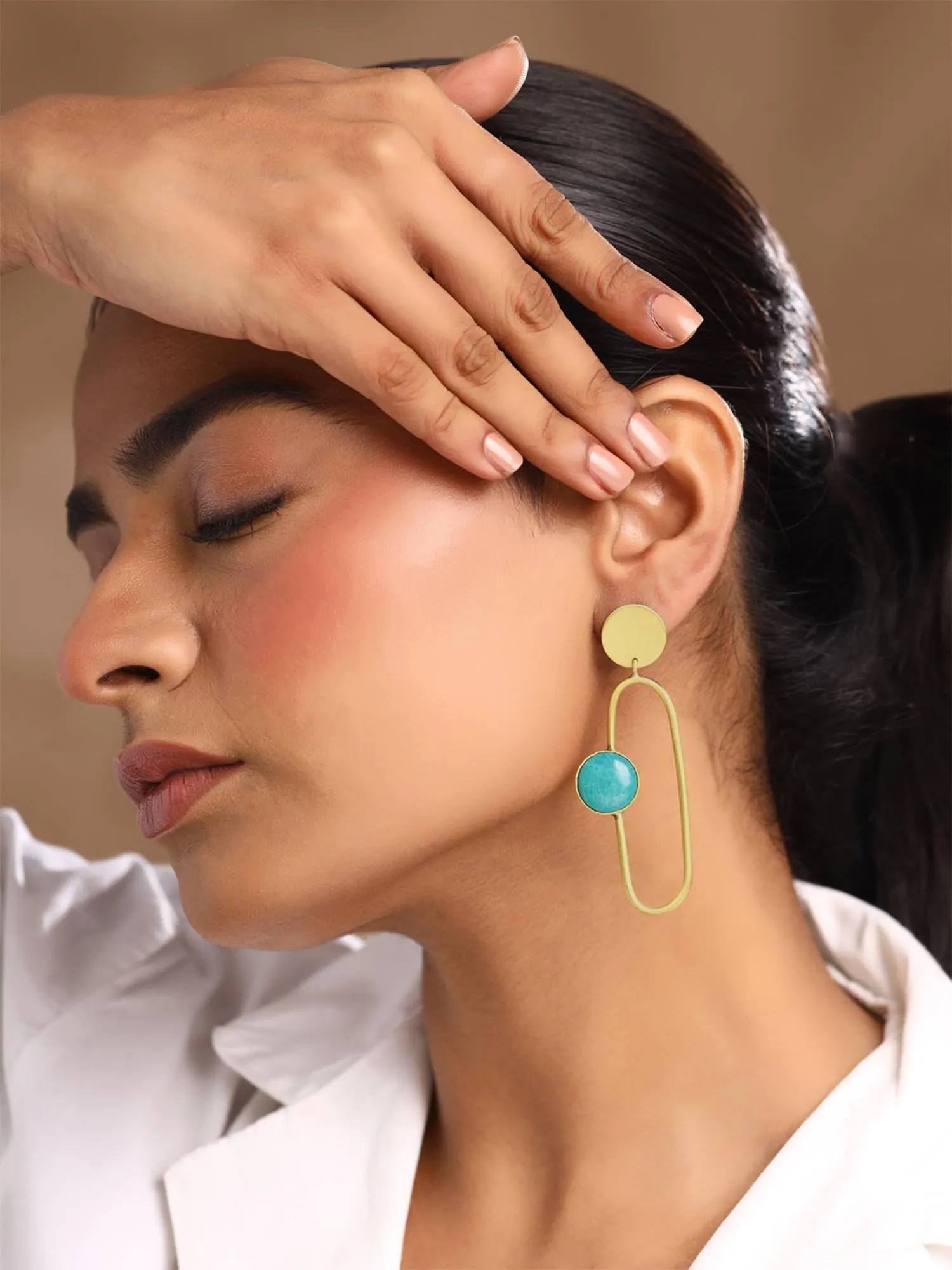 Yellow Chimes Dangler Earrings For Women | Fashion Golden Women Earrings | Blue Stone Gold Plated Long Dangler Earrings For Girls | Birthday Gift for Girls Anniversary Gift for Women